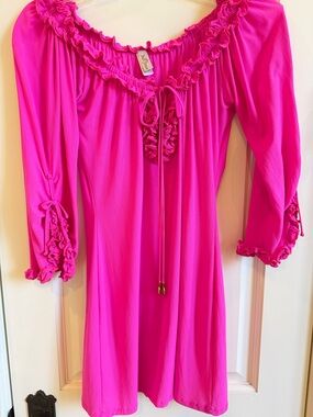 Luli Fama Pink Ruffle Cover-Up Small